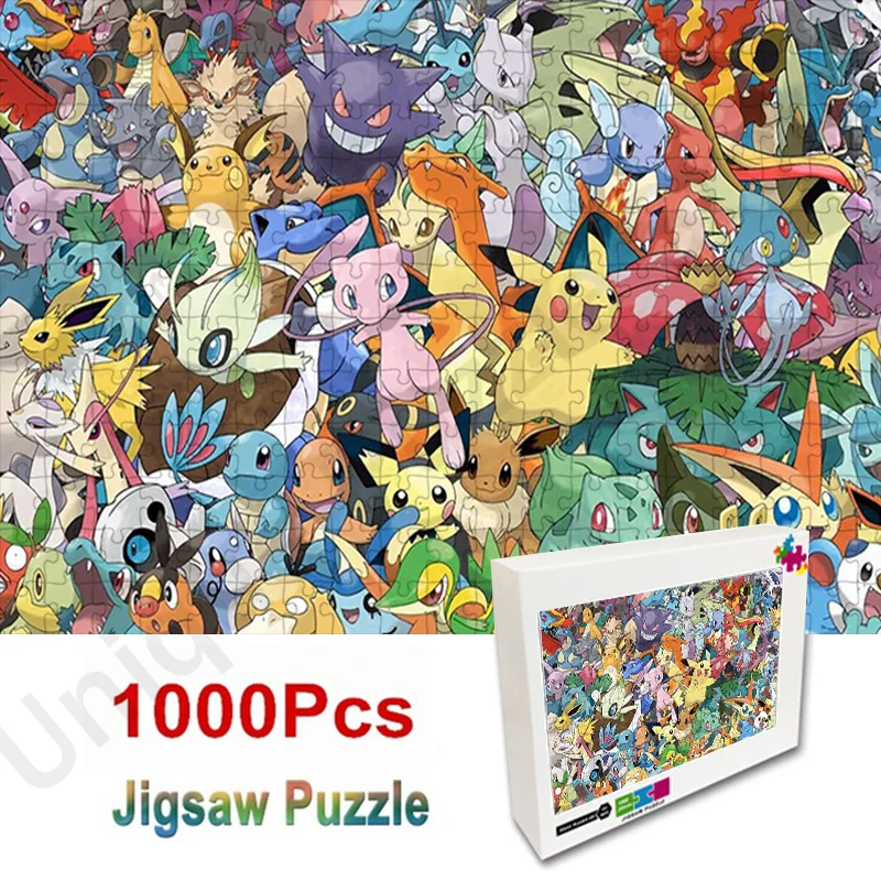 Diy Puzzle 35/300/500/1000Pcs Puzzle Japanese Anime Pikachu Pokemon Manual Diy Gifts Funny Familiy Games for Early Childhood toddler sticker book 3 6 years old puzzle concentration training sticker stickers manual brain enlightenment fun game