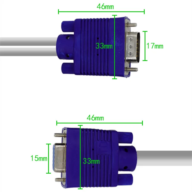 RGB VGA SVGA Male to 2 VGA two HDB15 Female Splitter Adapter extension Cable w/ core splitter adaptor connector converter