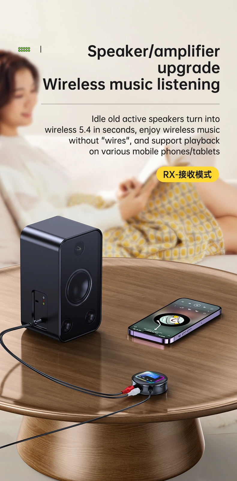 2025 New Bluetooth 5.4 Audio Transmitter Receiver 2-in-1 Wireless Adapter with