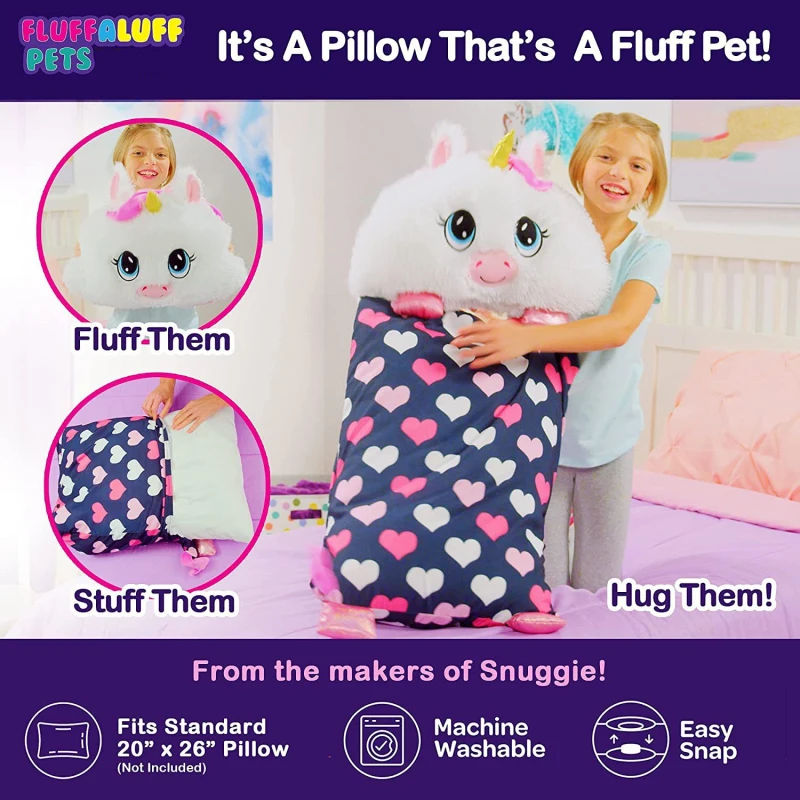 Children's Plush Pet Pillowcase Soft Comfortable Removable Pillow Cover Sofa Throw Pillow Inside Waist Support Kid's Bedding