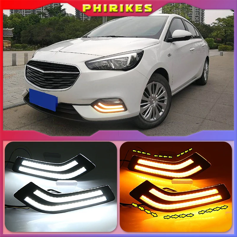 

2pcs LED DRL daytime running light For Buick Excelle 2018 2019 White yellow blue Front Fog Lamp Day Light