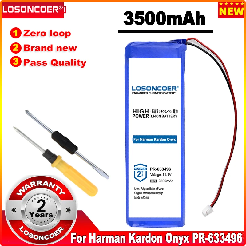 

Latest Production Battery LOSONCOER 3500mAh PR-633496 Replacement for Harman Kardon Onyx Free Tools