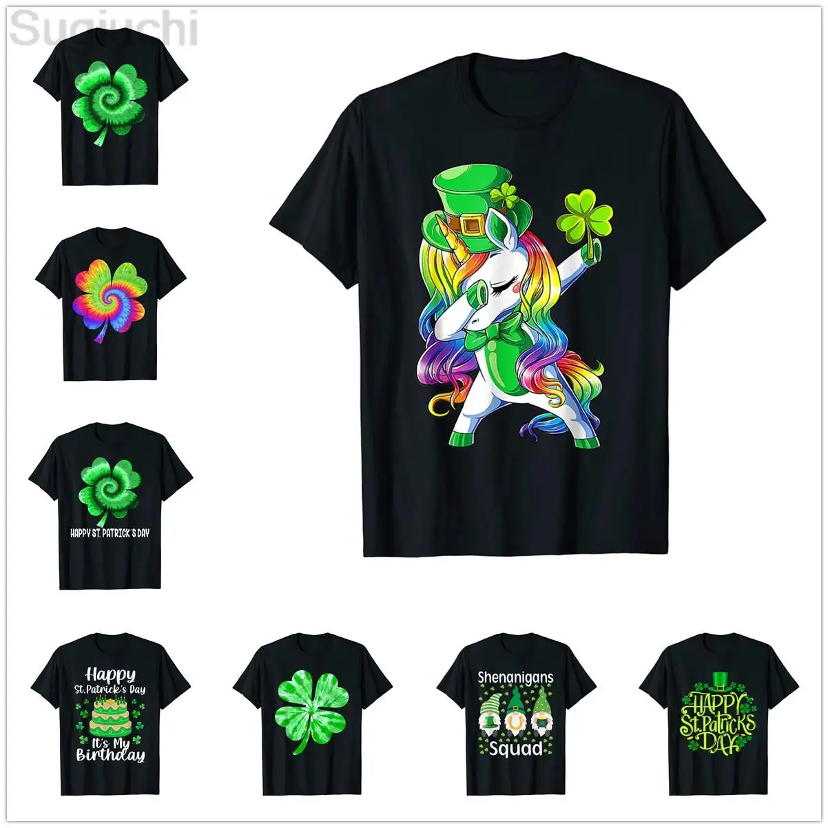 

100% хлопок винтажная Dab Единорог Ирландия Счастливый День Святого Патрика счастливая черная футболка для мужчин женщин футболки топы хлопковые футболки