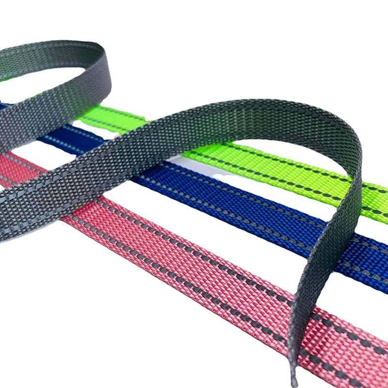 5 Meters Polyester Webbing Ribbon 15mm 5/8" With Reflective Strip Backpack Strap DIY Craft Pet Collar Leash Accessories polyester webbing ribbon