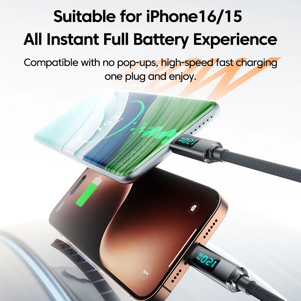 High-Power Digital Display USB-C Fast Charging Cable