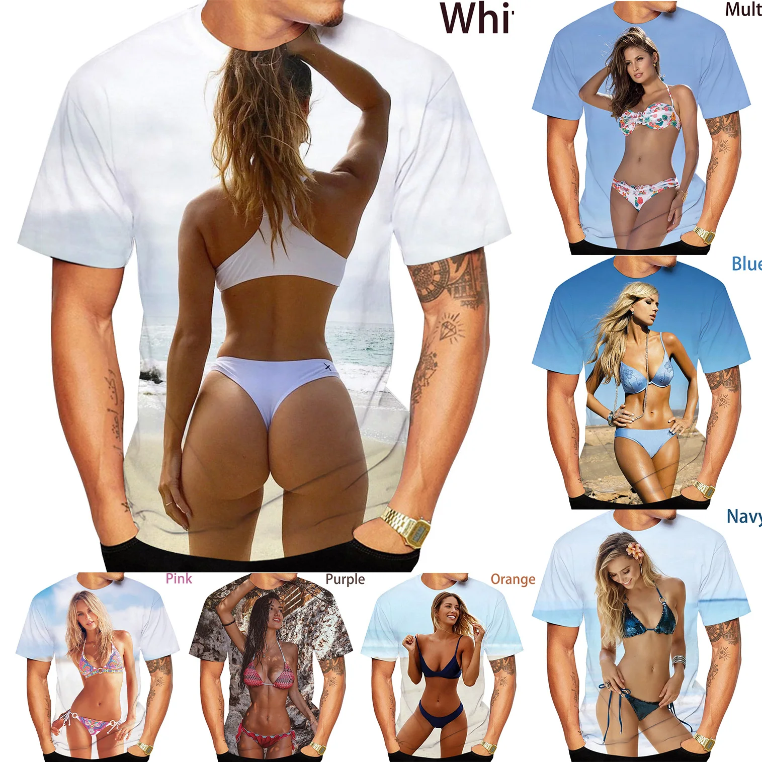 

Newest Fashion 3D Printing Bikini Beauty Girls T Shirt Funny Men/Women Topless Suit Tshirt Unisex T-Shirt Summer Pullover Tees