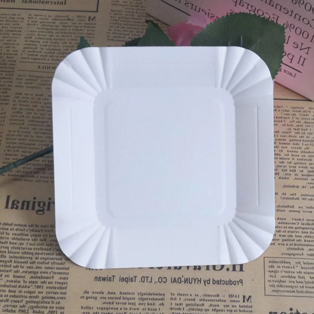Party Tableware Disposable Food Trays 100pcs Disposable Paper Plates Square Storage Tableware Plate for Cake Dessert Fruits Snacks