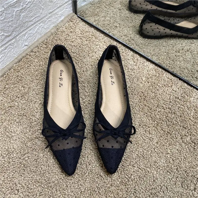 With Bow Ladies Summer Footwear Low Heel Elegant Pointed Toe White Office Shoes for Women 2024 Quick Delivery High Quality E Y2k - Image 2