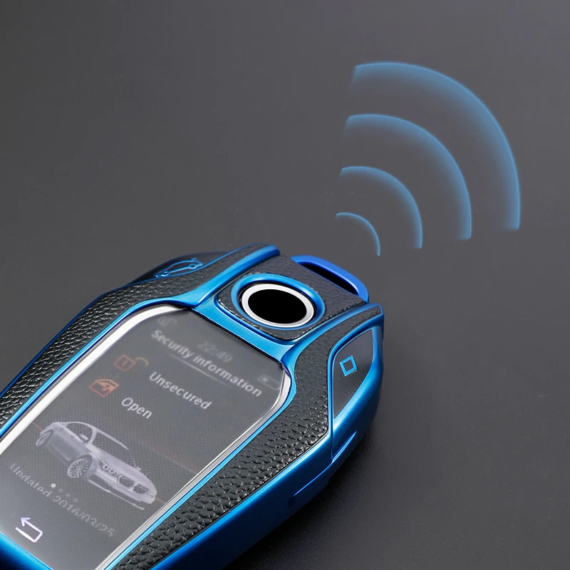 TPU 가죽 LED 디스플레이 자동차 키 케이스 커버, BMW 5 7 시리즈 G01 X3 G02 X4 G05 X5 G07 X7 G12 G11 G30 G32 G31 i8 I12 I15 자동차 가방