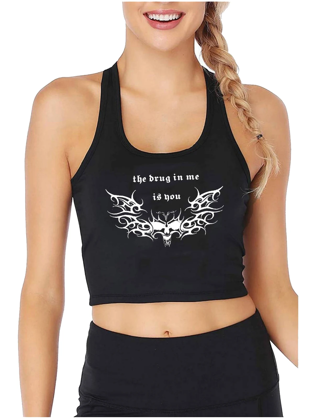 

The Brug In Me Is You Design Sexy Slim Fit Crop Top Girl's Trends Gothic Sports Tank Tops Customizable Trends Cotton Camisole