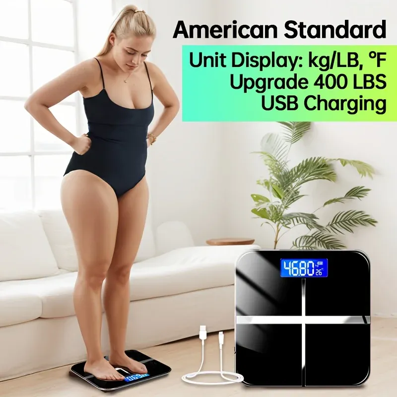 Smart Bathroom Scale 400lbs High Load Capacity, Precise Digital Body Weight ScaleTemperature Display for Home Dorm Fitness Use