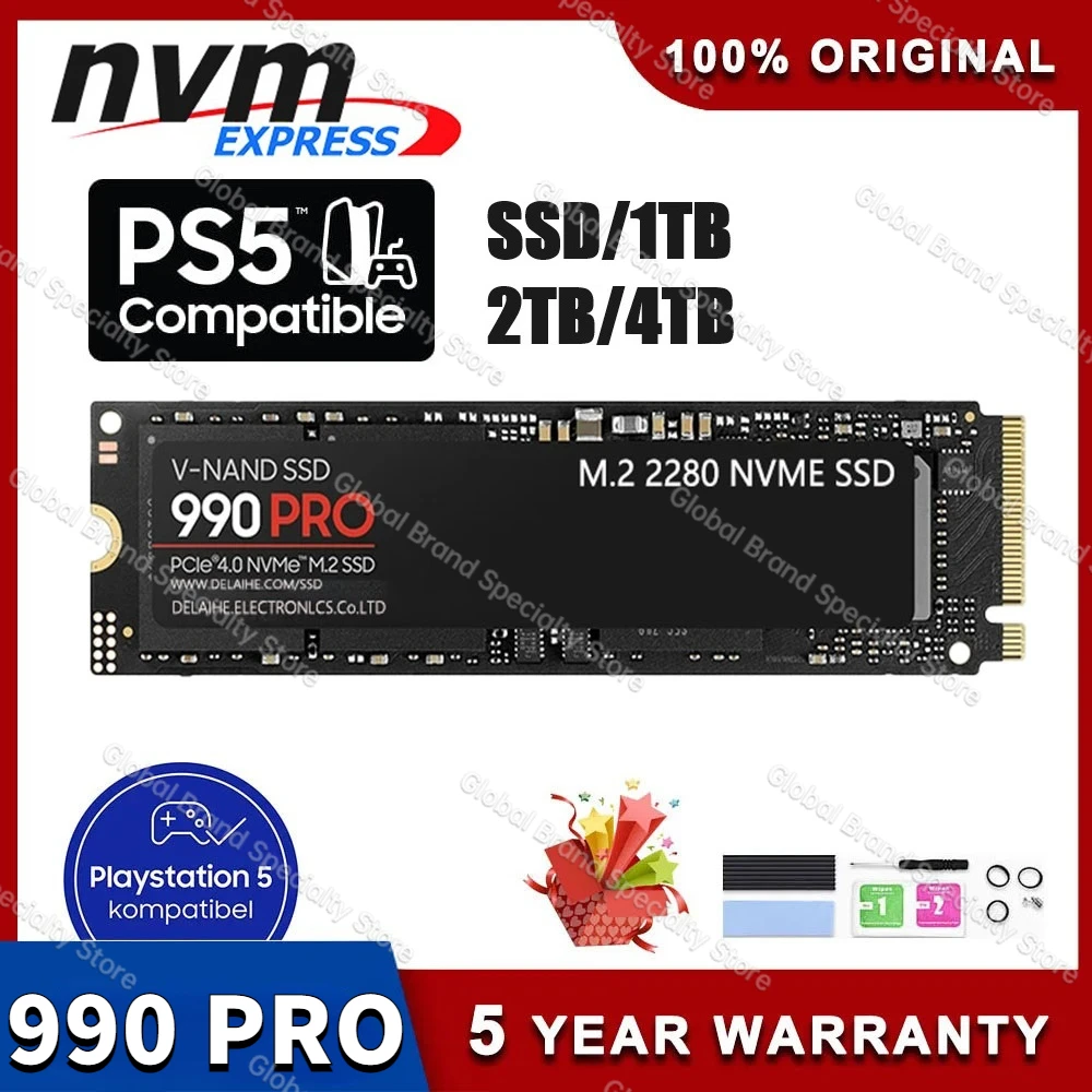 

990 PRO SSD Solid State Drive 4TB 2TB 1TB PCIe4.0 NVMe M.2 2280 SSD Gaming Internal Hard Drive 7450MB/S For PS5 Laptop Desktop