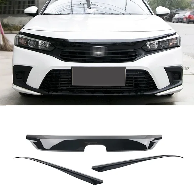 DERI Front Headlight Eyelid Molding Trim Strip - Black Compatible For Honda Civic 4DR 2022-2023 (Pair)