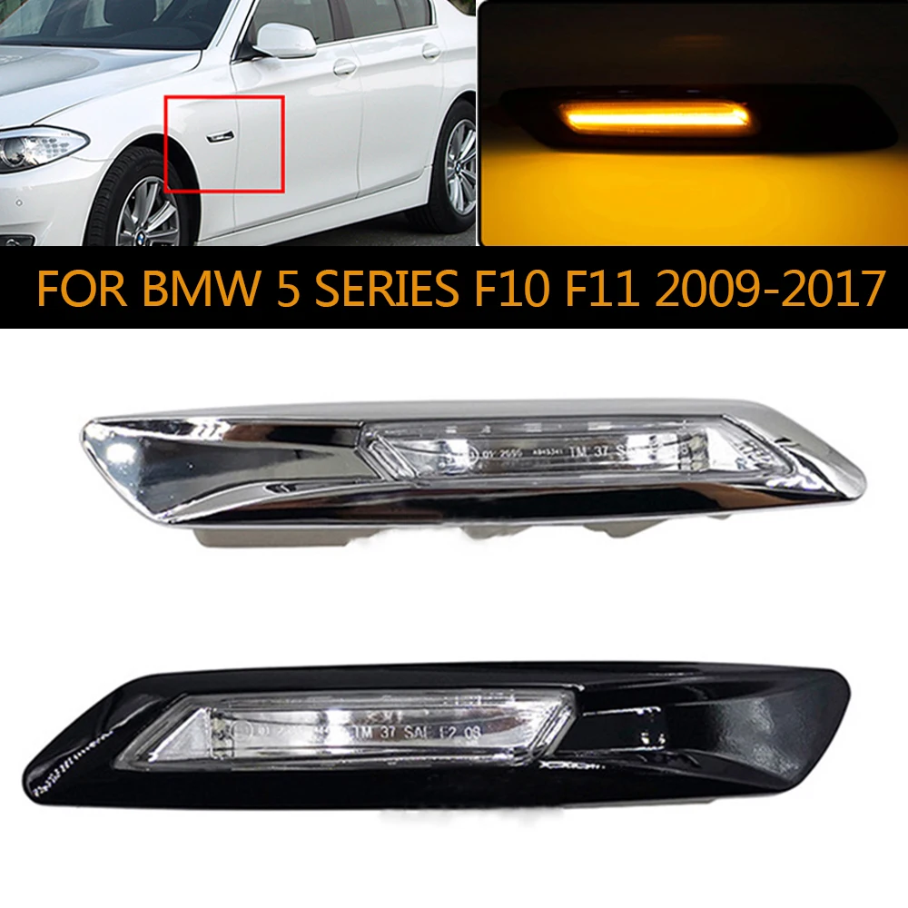 

Cars Front Side Marker Light Fender Light Bright Black Fender Turn Signal For BMW 5 Series F10 F11 2010-2017 Turn Signal Lamp