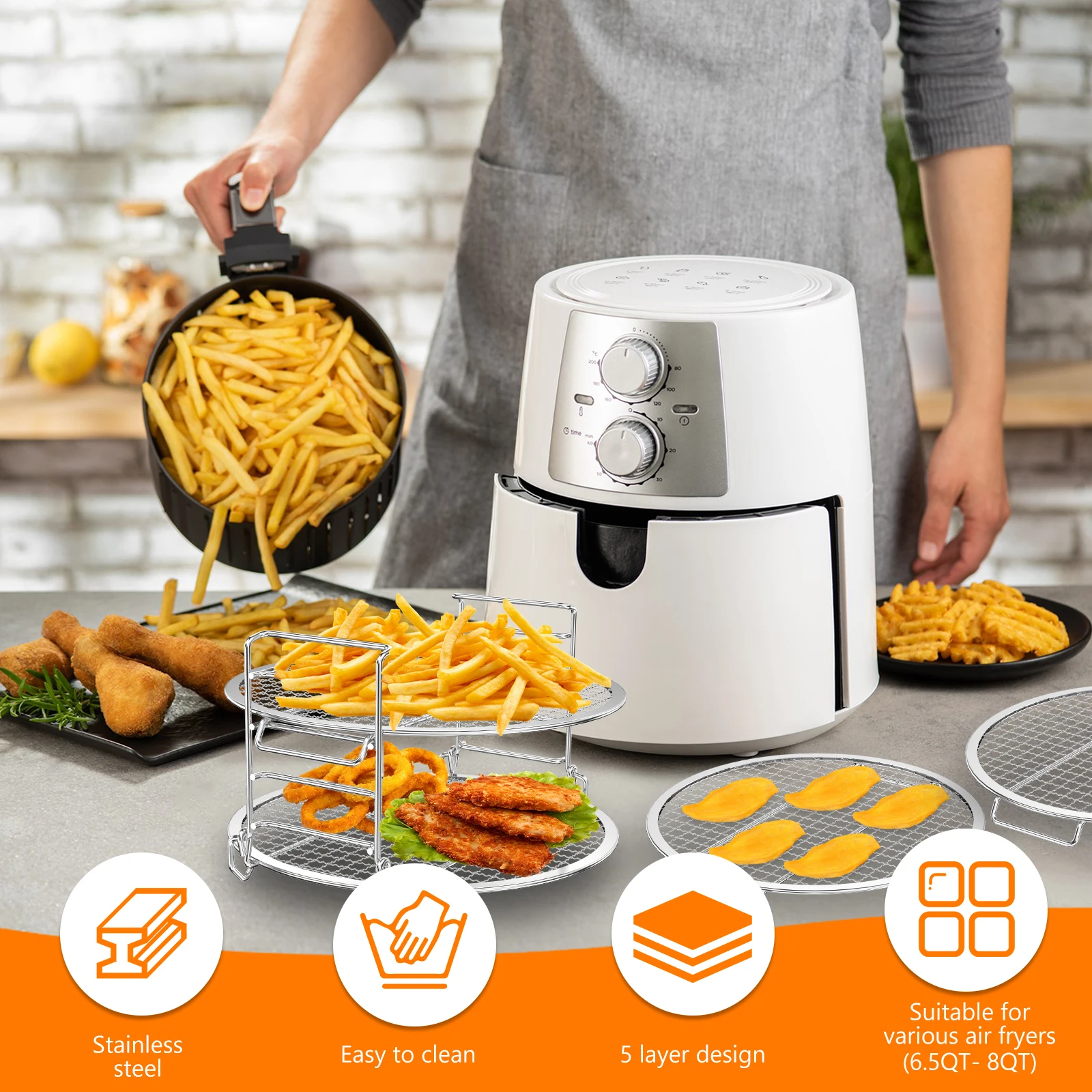 Air Fryer Dehydrator Rack Stainless Steel Grilling Stackable Steamer Stand  Fruit Meat Dehydration Racks Cooking Kitchen Tools - AliExpress