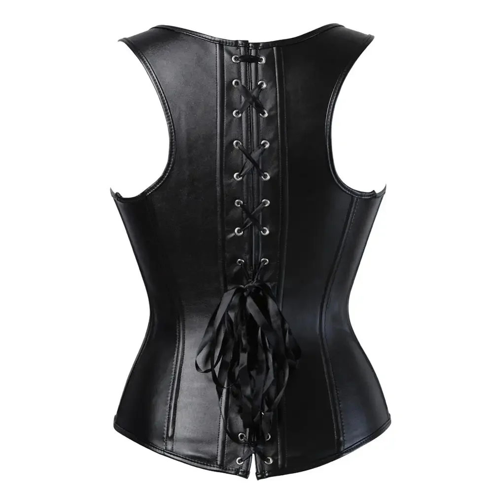 Leather Corset Woman Steampunk Bustier with Straps Goth Buckle Corsets Rockabilly Corsage Halloween Cosplay Costumes Plus Size
