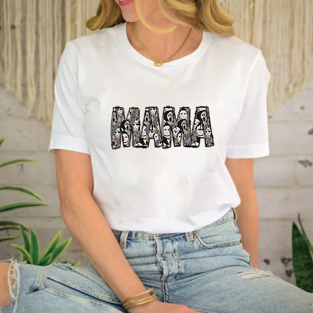 

Ретро-футболка на Хэллоуин с мамой, Harajuku Vibes, ужас, фильм, футболка, крик, Shits, жуткая футболка, смешная Женская винтажная одежда