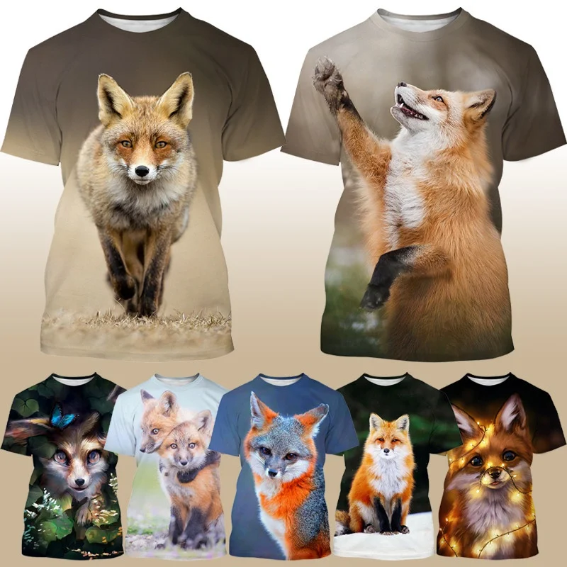 

New Fox 3d Printing Fun Animal Pattern Clothes Funny Men's Women's Children's Street Style Breathable Light Summer Sportswear