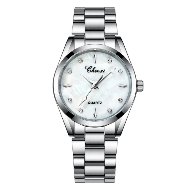 CHENXI 006T Women Watches Fashion Elegant Diamond Shell Dial Clock Stainless Steel Strap Quartz Wristwatch for Ladies Gift 6