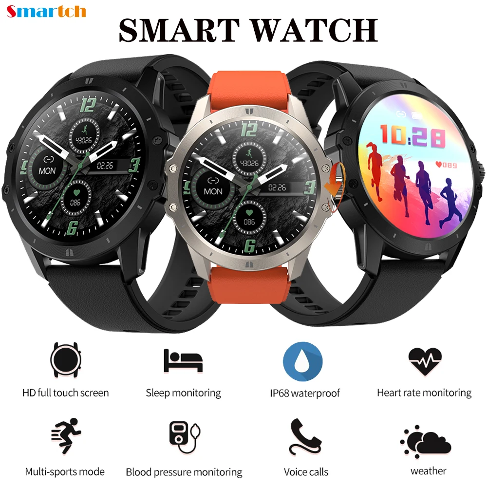 

2022 New 1.32" Men Full Touch Screen Blue Tooth Call Smart Watch Heartrate Sports Fitness Tracker Music Waterproof Smartwatch