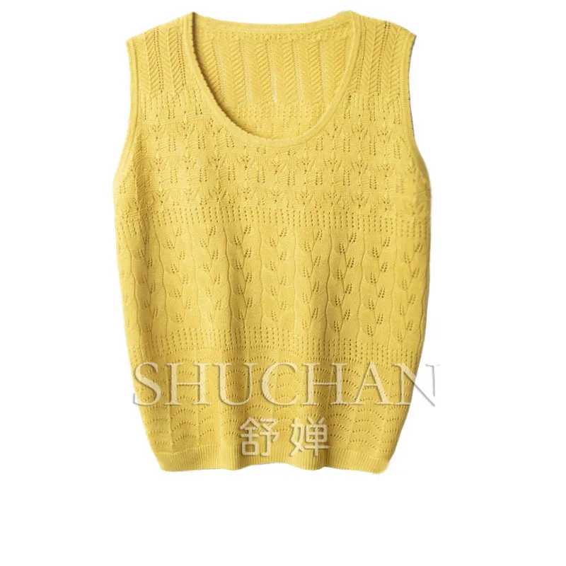 

summer thin sweater vest women 15% cashmere new 85% natural silk sueter mujer invierno sleeveless top women