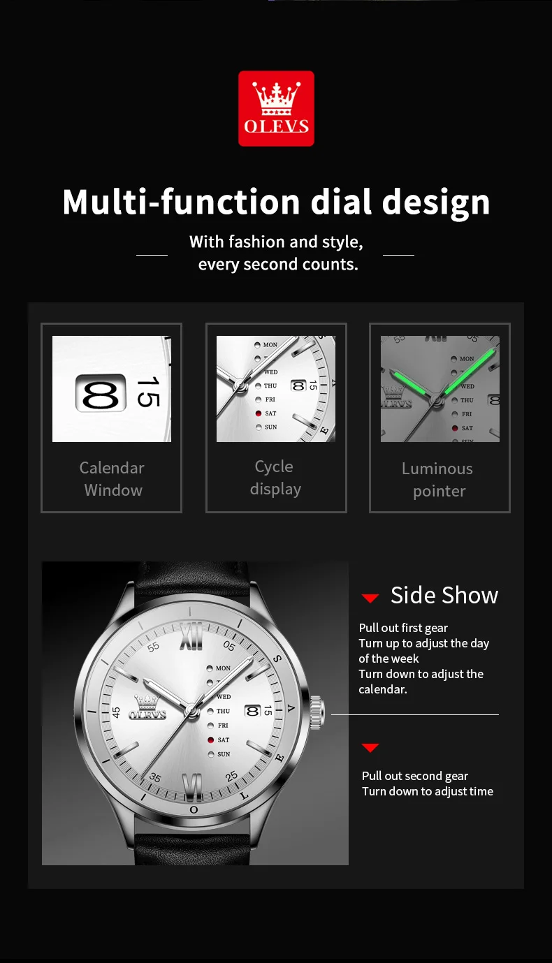 OLEVS 2931 Men Watch Fashion Simple Leather Waterproof Luminous Calendar Chronograph Luxury Brand Sports Quartz Men Watch Reloj