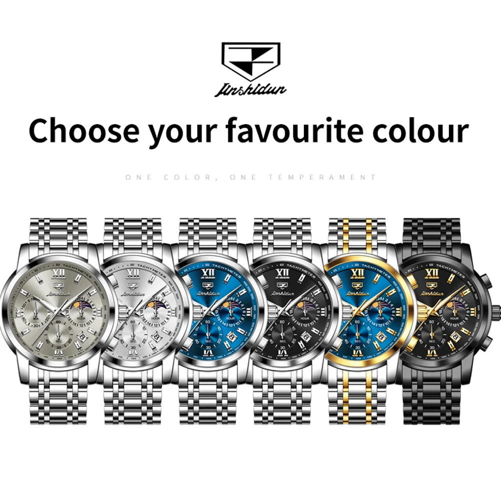 jsdun 8985 men watch business steel date chronograph top luxury moonphase waterproof luminous men's original quartz watch JSDUN 8985 Men Watch Business Steel Date Chronograph Top Luxury Moonphase Waterproof Luminous Men's Original Quartz Watch 6