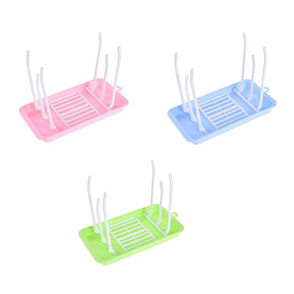 Baby Bottle Drying Rack Foldable PP Material Nipples Cups Countertop Holder Light Green Space Saving Vertical