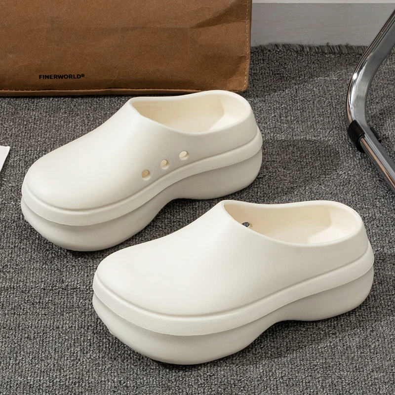Women's Slippers Minimalist Non Slip Platform 5CM Thick Chef Shoes Men Indoor Outdoor Beach Garden Fashion Couple Sandals — view 3
