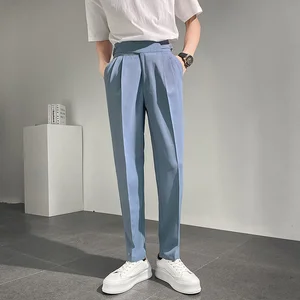 2022 Men's Fashion Trend Casual Pants Business Design Cotton Suit Pants Formal White/brown/blue/black Color Trousers M-2XL