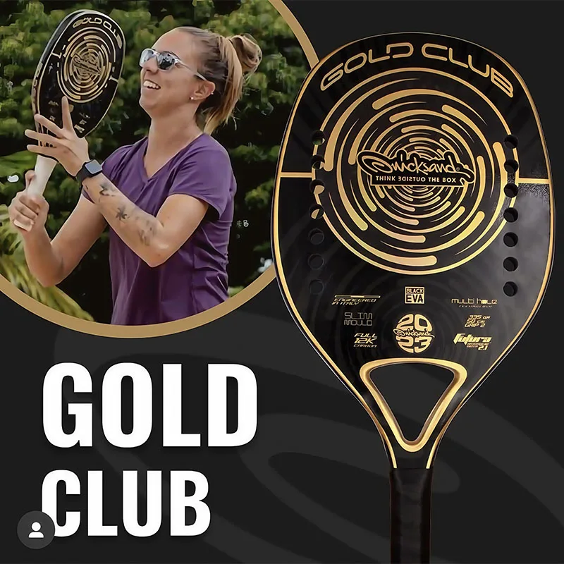 Quicksand Gold Club Beach Tennis Racket Black 12K Carbon Fiber Cool Laser Surface Design New Product For Adult Professional
