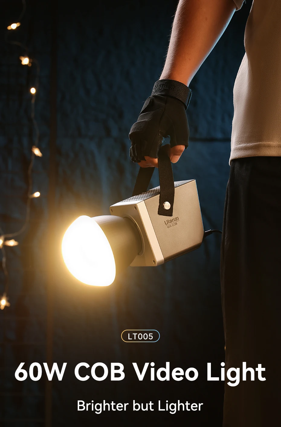 Description Picture 2 of itemUlanzi LT005 60W COB Video Light 2700-6500K Bi-Color Photographic LED Light for Photo Studio Film Camera Shooting Livstreaming