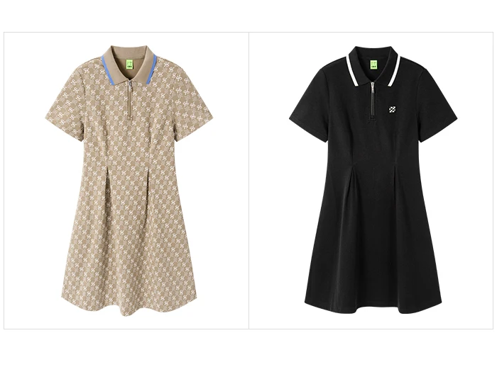Dress Women Polo Collar Full Print Summer New Slim Waist Dress