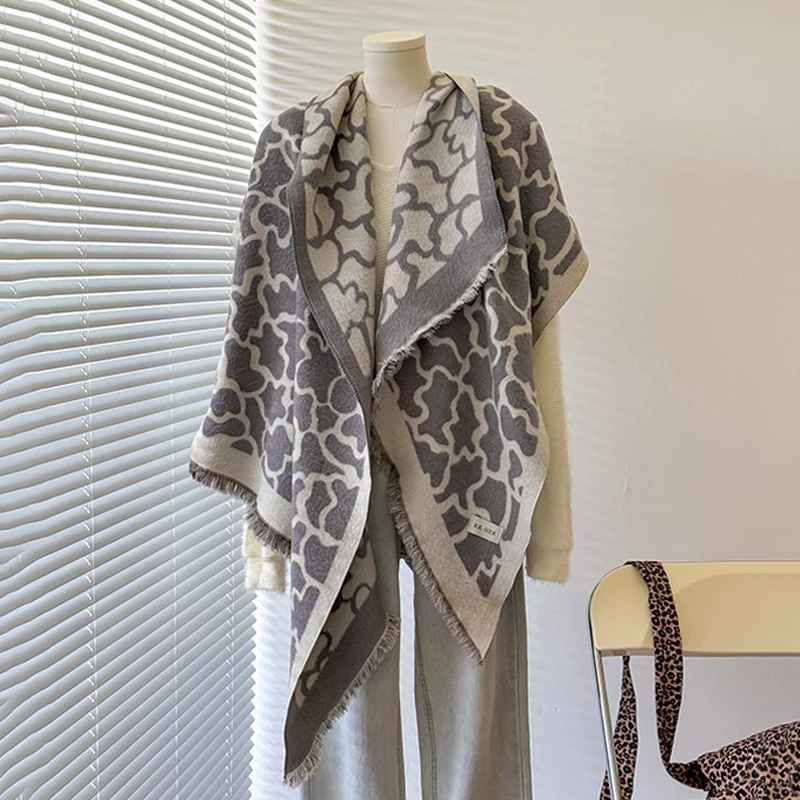 2025 New Design Women's Winter Cashmere Scarf - Elegant Warm Leopard Print Pashmina Shawl, Poncho & Bufanda