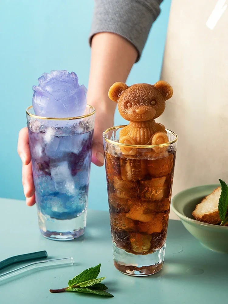 3D Bear Ice Cube Mold Silicone Ice Tray Ice Maker for for Whiskey Cocktails  Beer Juice Coffee Cartoon Ice Stick Ice Cream Mold - AliExpress