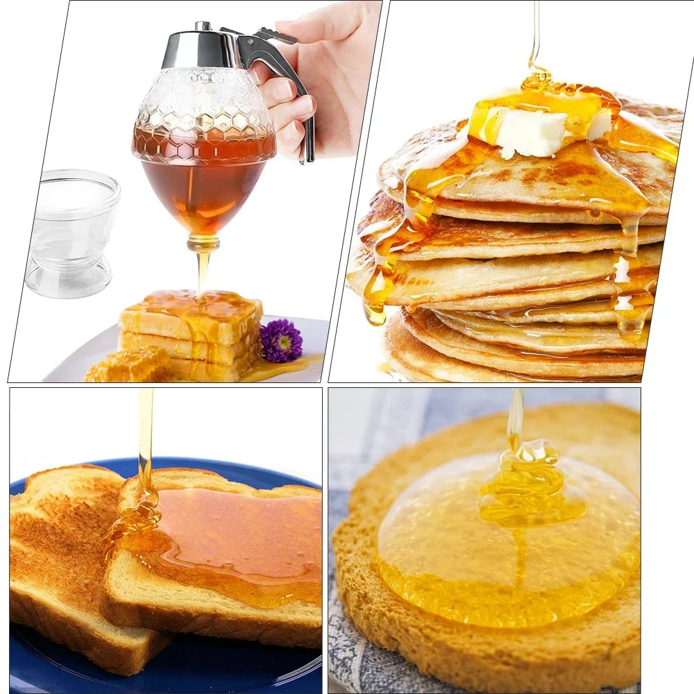Plastic Juice Syrup Cup Squeeze Bottle Bee Drip Dispenser Kettle Storage Pot Stand Holder Honey Container Kitchen Accessories