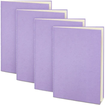 Set di 4 Quaderni con Rilegatura a Punto, Copertina in Carta Kraft, Pagine Interne a Righe, Quaderno per Studenti e Ufficio