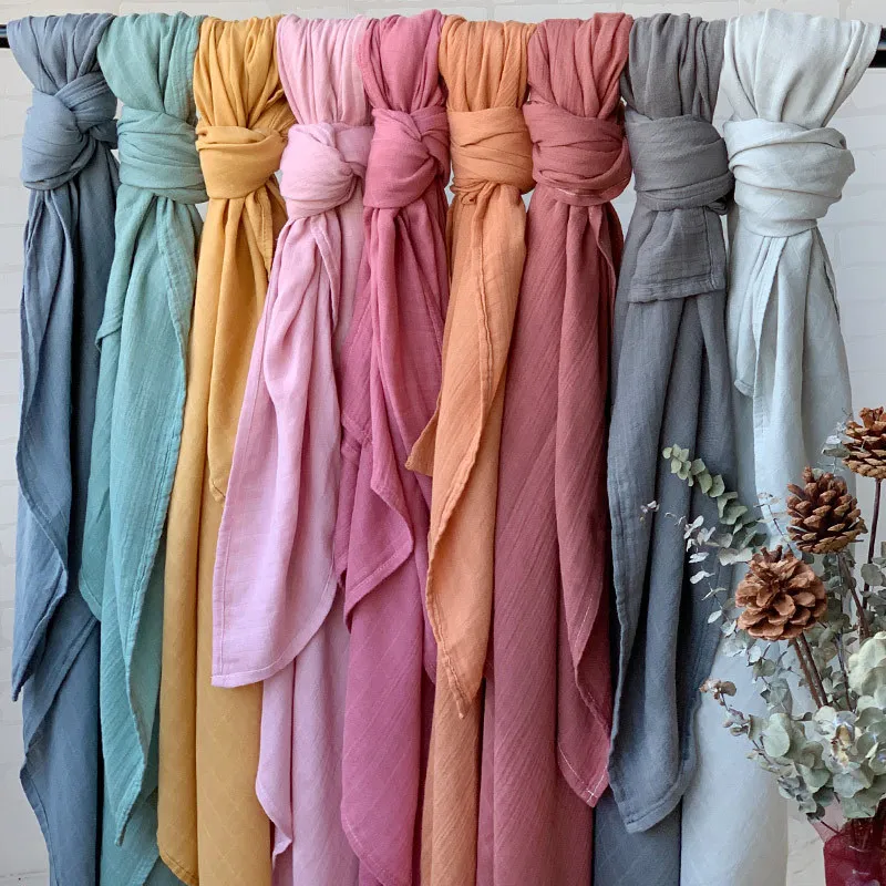 120x120cm Bamboo Baby Swaddle Blankets Solid Plain Color Baby Blankets Newborn Cotton Gauze Blanket Muslin Bath Towel