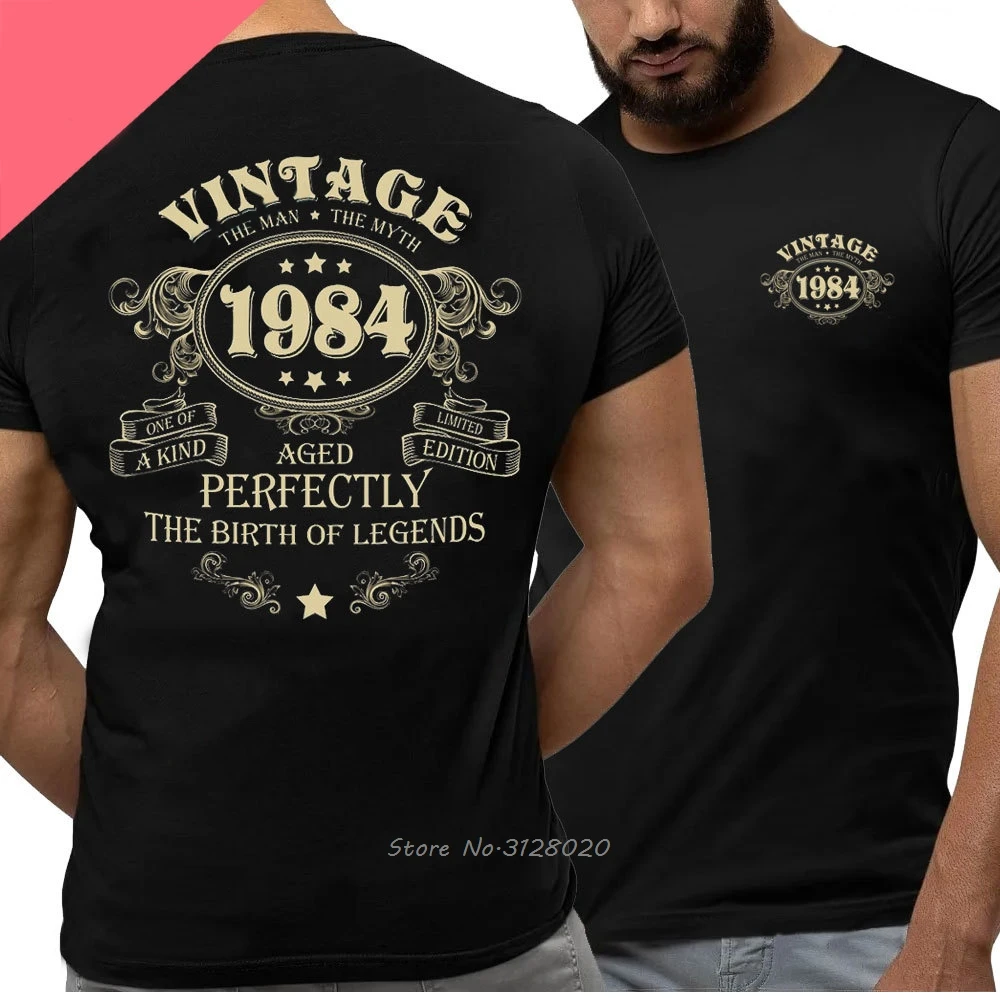 40. Geburtstag Baumwolle Männer T-Shirt Legenden wurden im Jahr 1984 geboren, Vintage 40 Jahre altes T-Shirt linke Brust voller Rücken drucken T-Shirts