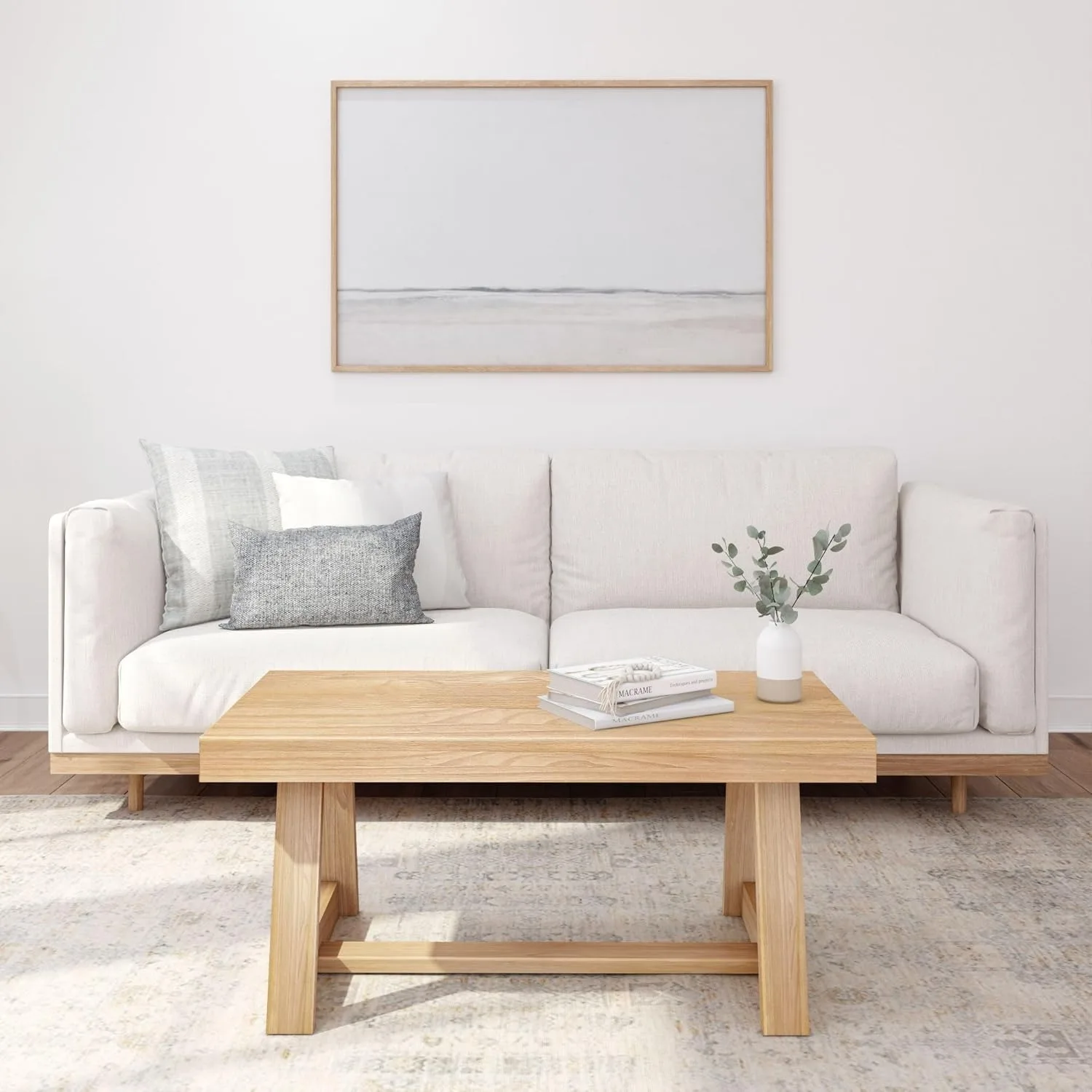 Plank+Beam Classic Rectangular Coffee Table, 40 Inch Farmhouse Coffee Table, Mini Center Tables for Small Spaces 3