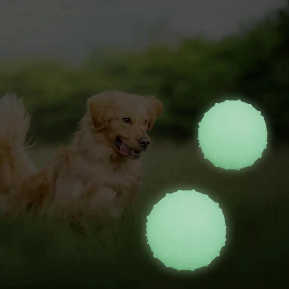 Durable glowing pet balls, bite-resistant rubber toys, interactive puppy supplies 2