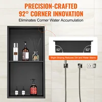 SucceBuy No Tile Shower Niche 304 Stainless Steel Wall Inserted Niche Recessed Double Shelves for Shower  Soap Storage Bathroom 4