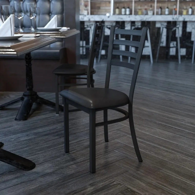 Series Ladder Back Metal Dining Chair for Restaurants, 2