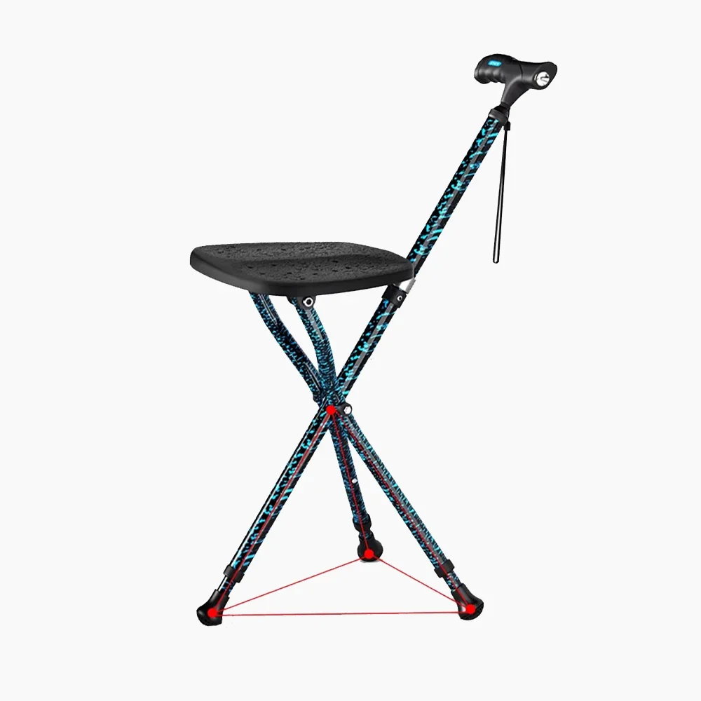 Old Man Crutches Stool Dual Purpose Folding Portable Non-slip Rehabilitation Walking Cane Walker Ankle Injury Walker glowing bouncing balls glowing ball skip ankle jump ball portable glowing ankle skip ball toy flashing jumping ball for kids and