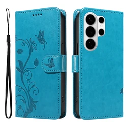 Elegant Butterfly Magnetic Leather Wallet Flip Cover - Premium Quality - Samsung S26 FE (BL)