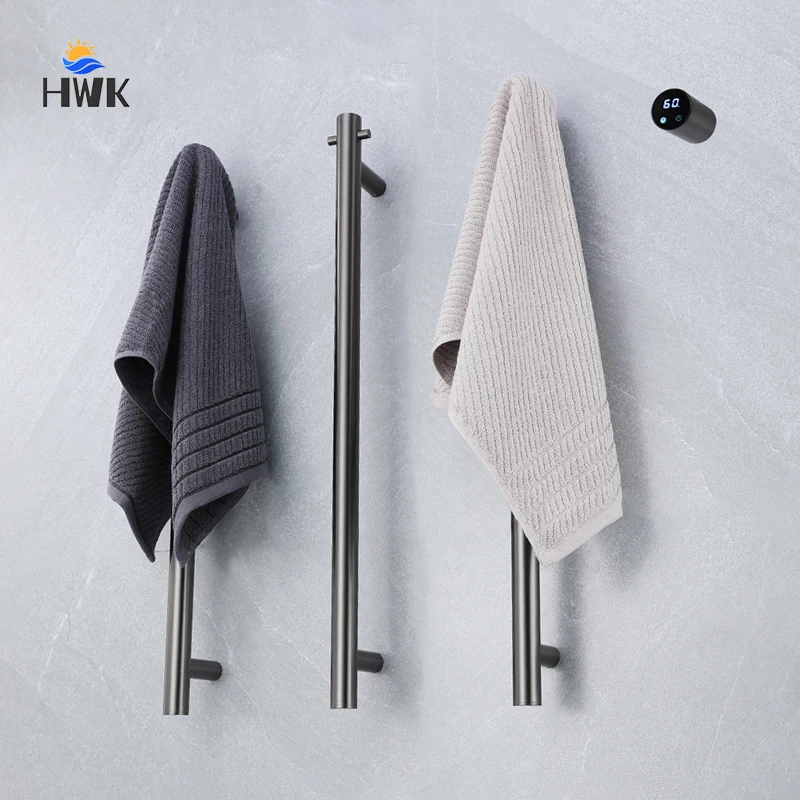 เครื่องอุ่นผ้าขนหนูสำหรับใช้ในห้องน้ำสีเทาอุปกรณ์ในห้องน้ำที่ราวแขวนผ้าขนหนูทำความร้อนไฟฟ้าด้วยระบบสัมผัสชั้นวางผ้าขนหนูไฟฟ้า 1
