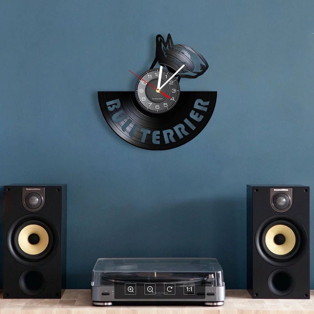 English Bull Terrier Vinyl Record Wall Clock Puppy Animal Home Decor Bullterrier Dog Lovers Retro Music Album Longplay Clock 3