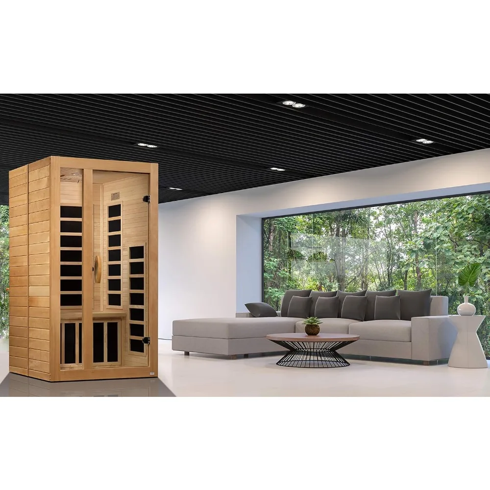Sauna, 1-2-Person Low EMF FAR Infrared Sauna, Music System with Bluetooth Capability and Interior LED Control Panel, Sauna Room 6