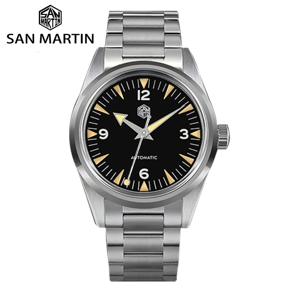 San Martin 38mm Vintage Seamaster 1957 Timepieces Watch Men NH35 Mechanical Wristwatch Bracelet 10Bar Lume Business Reloj SN0113