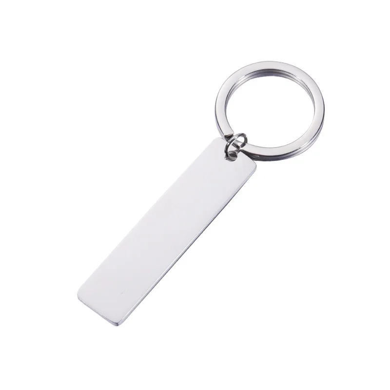 10Pcs 12x50mm 스트립 바 키 체인 미러 폴란드어 스테인레스 스틸 스탬핑 DIY 조각 태그 키 체인에 대 한 빈 키 체인